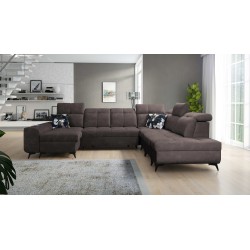 Functional U-shaped corner sofa Ascot X with Velvet fabric, Wave 10 | Furniture store