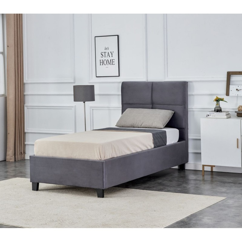 Cama tapizada 90x200 (gris) Cama tapizada 90x200 (gris)