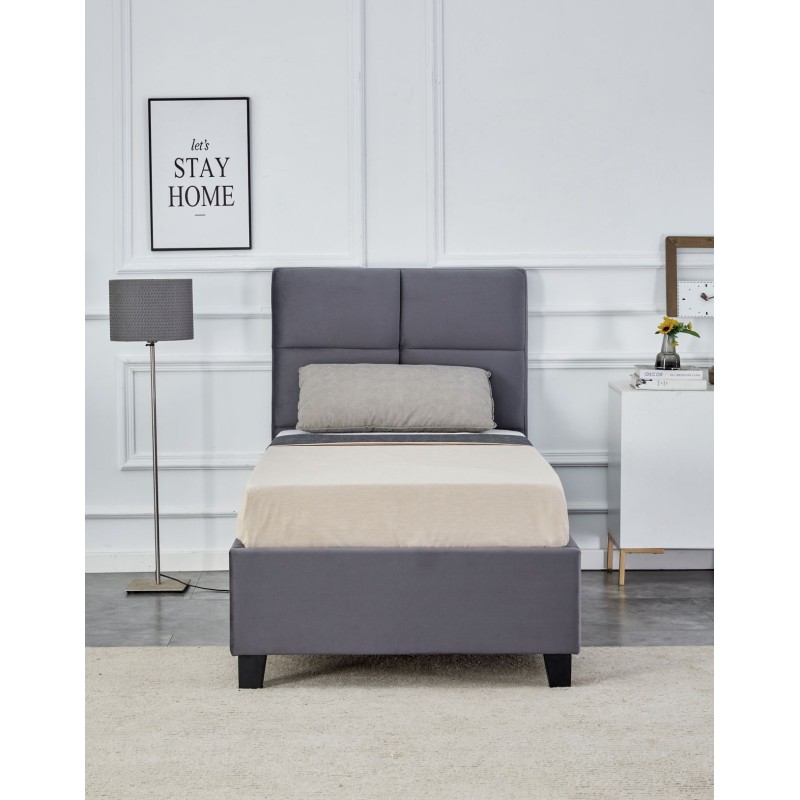 Cama tapizada 90x200 (gris) Cama tapizada 90x200 (gris)