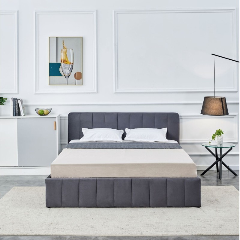Cama tapizada 160x200 (gris) Cama tapizada 160x200 (gris)