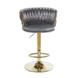 Gray velvet bar stool (gold frame) Gray velvet bar stool (gold frame)