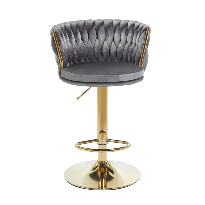 Gray velvet bar stool (gold frame) Gray velvet bar stool (gold frame)