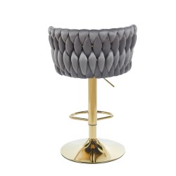 Gray velvet bar stool (gold frame) Gray velvet bar stool (gold frame)