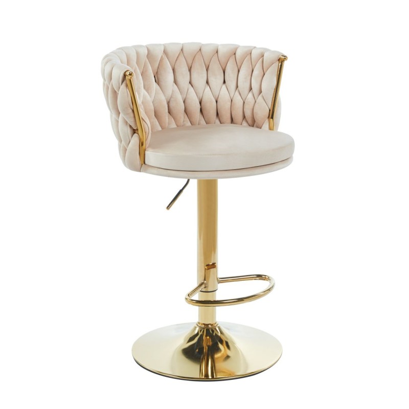 Beige velvet bar stool (gold frame) Beige velvet bar stool (gold frame)