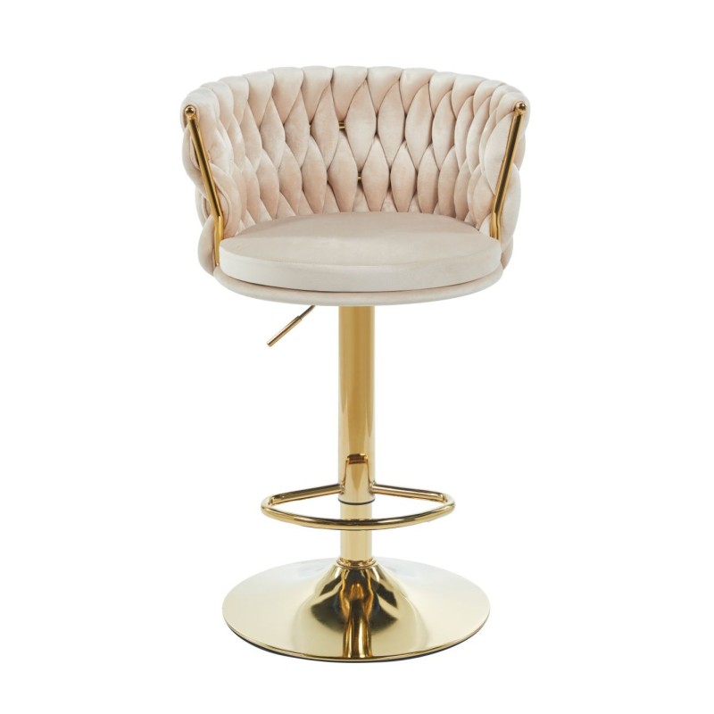 Beige velvet bar stool (gold frame) Beige velvet bar stool (gold frame)