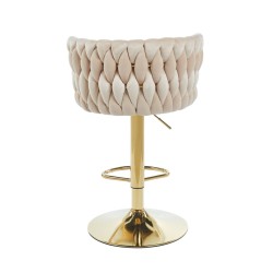 Beige velvet bar stool (gold frame) Beige velvet bar stool (gold frame)