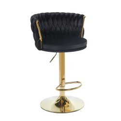 Black velvet bar stool (golden frame)