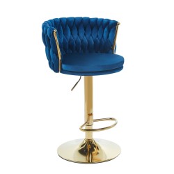Blue velvet bar stool (gold frame)
