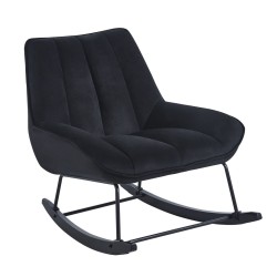 Fotel bujany velvet (czarny)