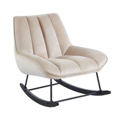 Fotel bujany velvet (beżowy)