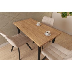 Stół (dąb złoty craft + nogi I czarny mat) 67x128 Stół (dąb złoty craft + nogi I czarny mat) 67x128
