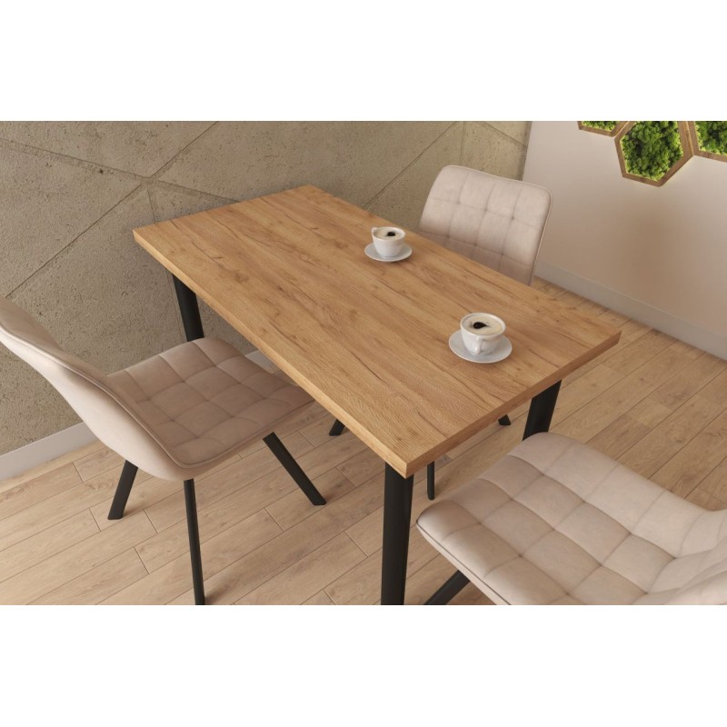 Stół (dąb złoty craft + nogi I czarny mat) 67x128 Stół (dąb złoty craft + nogi I czarny mat) 67x128
