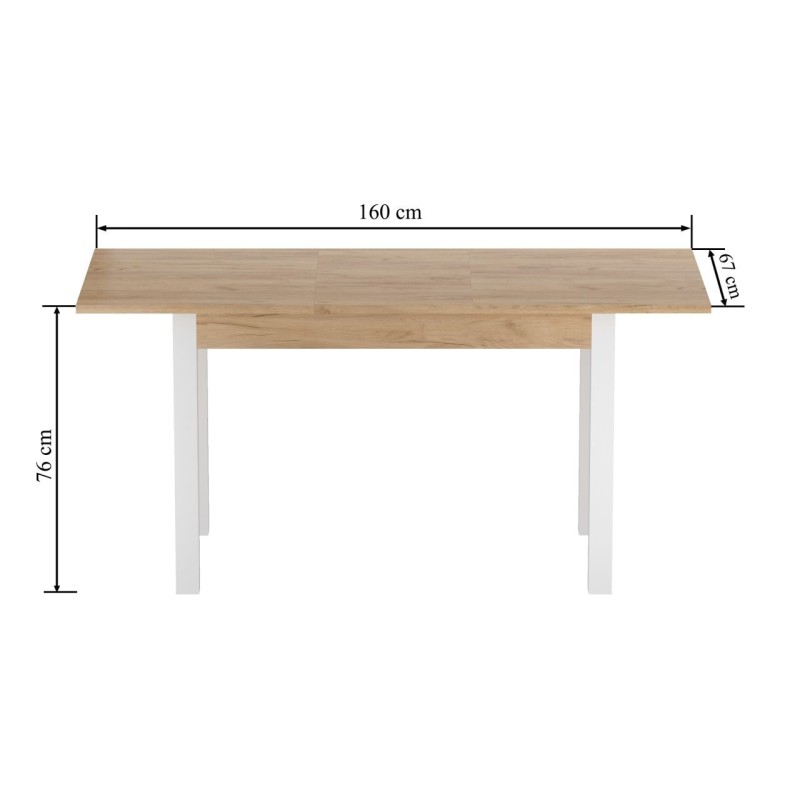 Розкладний стіл (золотий дуб craft/білий) 67x120(160) Розкладний стіл (золотий дуб craft/білий) 67x120(160)