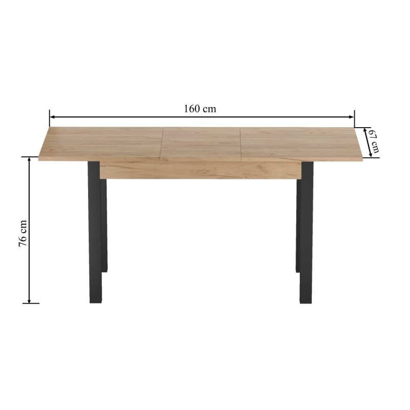 Extendable table (golden oak craft/black) 67x120(160) Extendable table (golden oak craft/black) 67x120(160)
