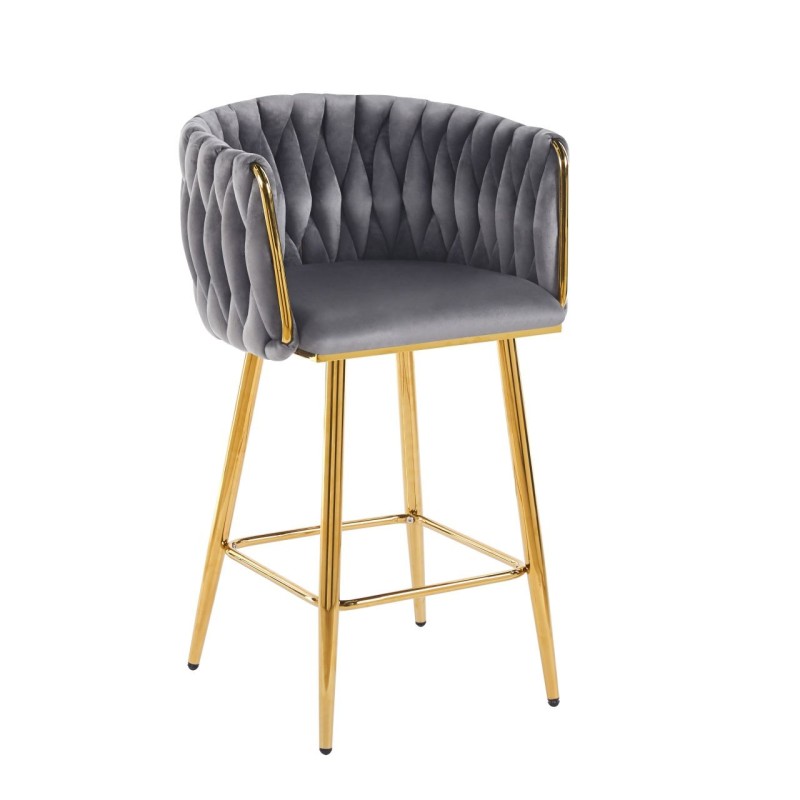 Gray velvet bar stool (gold frame) Gray velvet bar stool (gold frame)