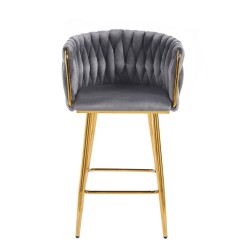 Gray velvet bar stool (gold frame) Gray velvet bar stool (gold frame)