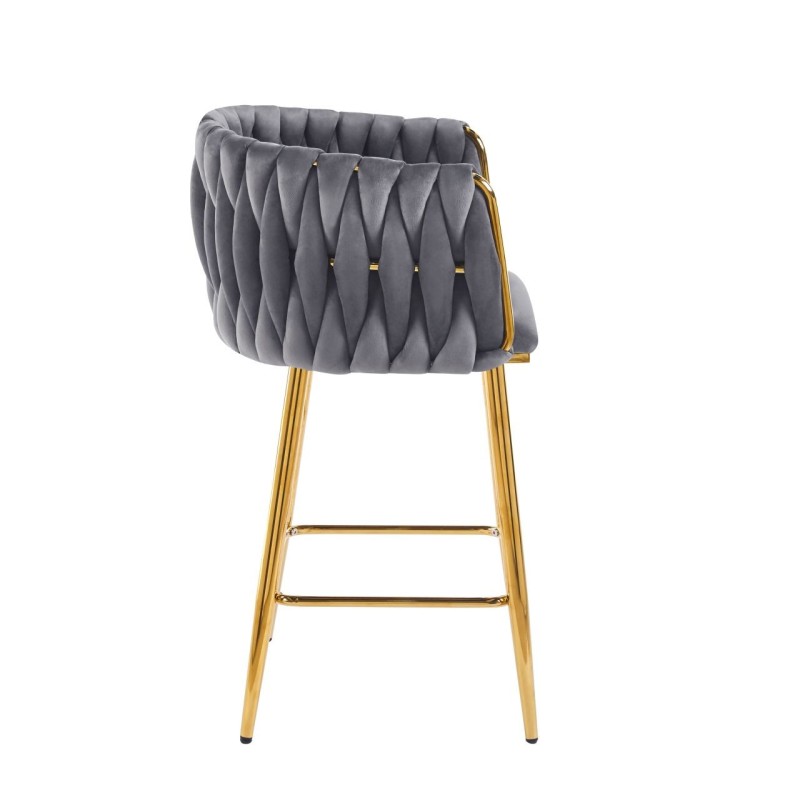 Gray velvet bar stool (gold frame) Gray velvet bar stool (gold frame)
