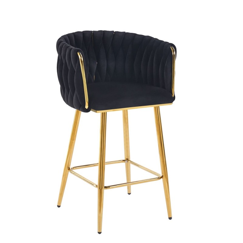 Black velvet bar stool (golden frame)