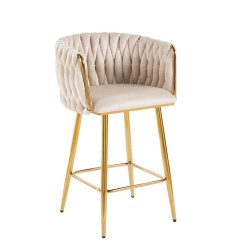 Beige velvet bar stool (gold frame) Beige velvet bar stool (gold frame)