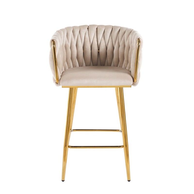 Beige velvet bar stool (gold frame) Beige velvet bar stool (gold frame)