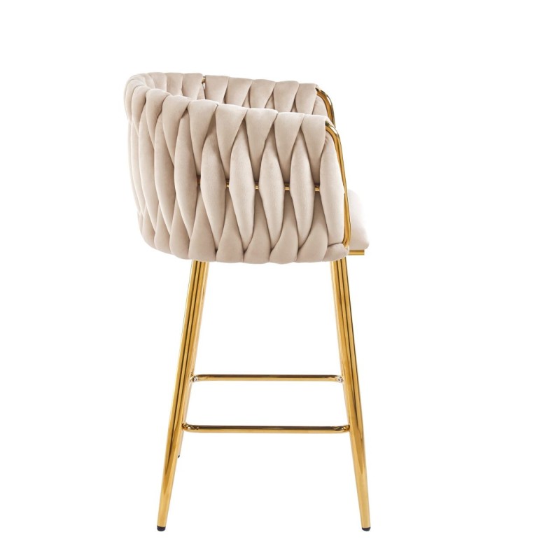Beige velvet bar stool (gold frame) Beige velvet bar stool (gold frame)