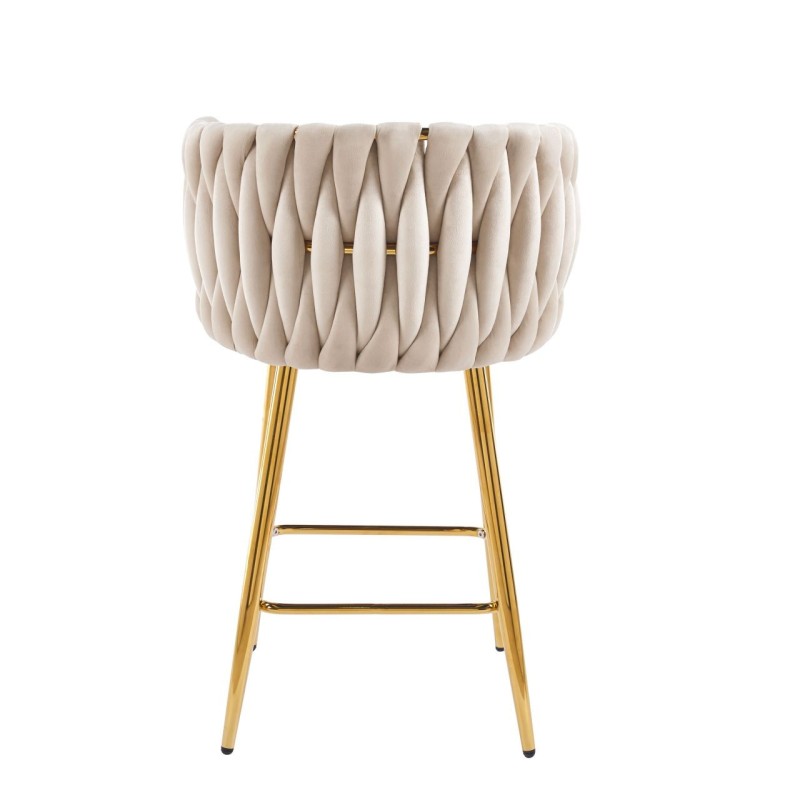 Beige velvet bar stool (gold frame) Beige velvet bar stool (gold frame)
