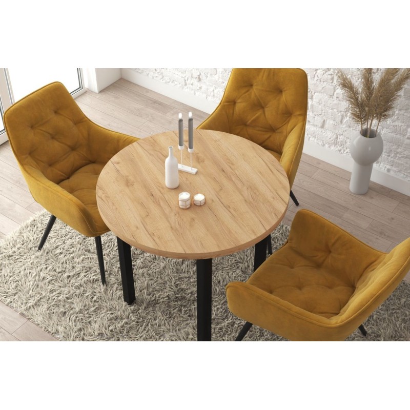 Round table (golden oak craft/black) Fi80 Round table (golden oak craft/black) Fi80