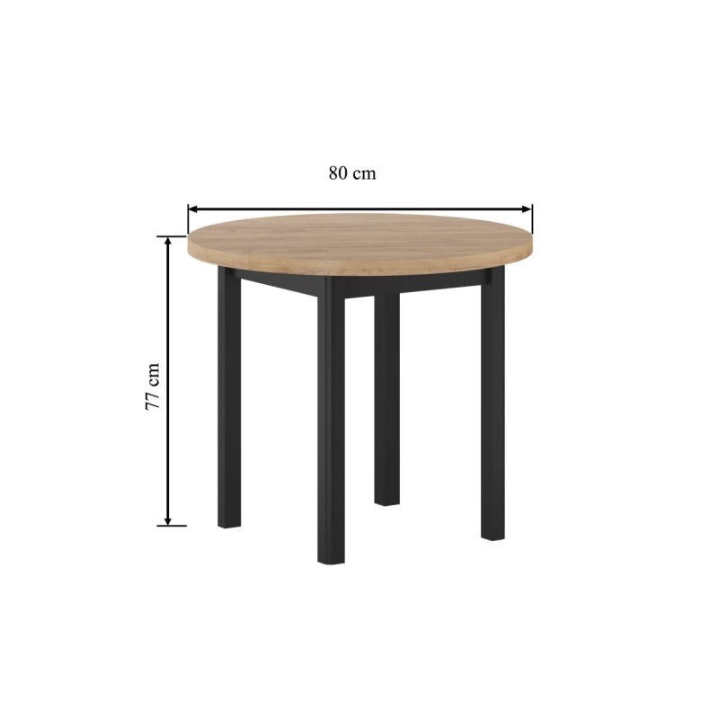 Round table (golden oak craft/black) Fi80 Round table (golden oak craft/black) Fi80