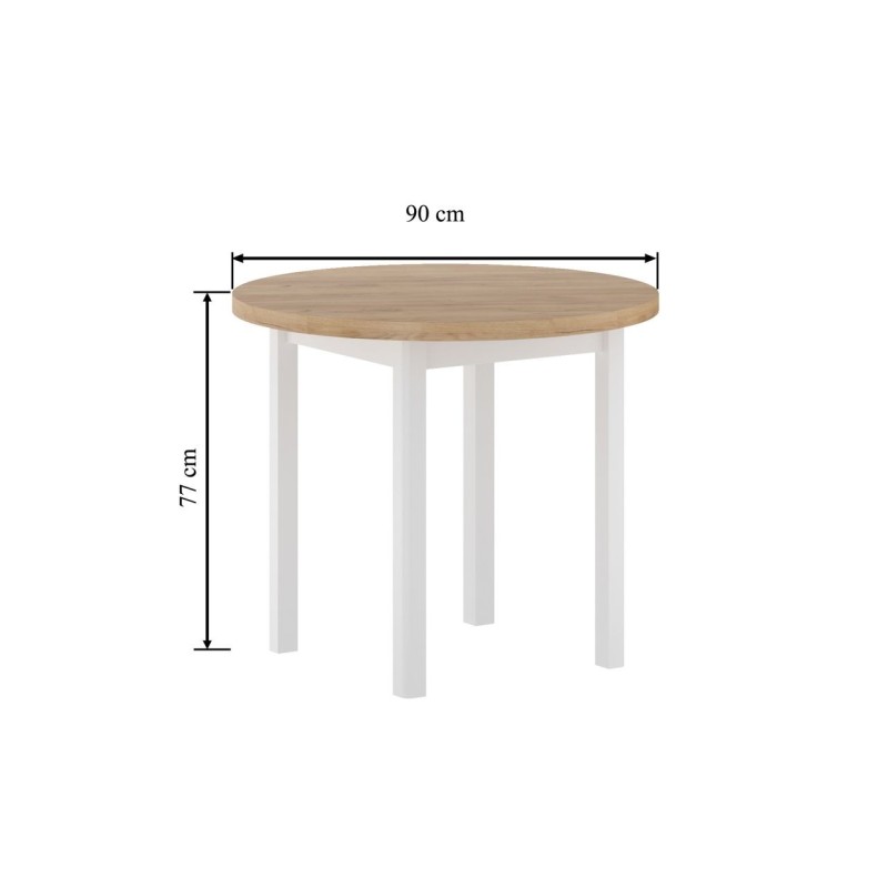 Mesa redonda (roble dorado craft/blanco) Fi90 Mesa redonda (roble dorado craft/blanco) Fi90