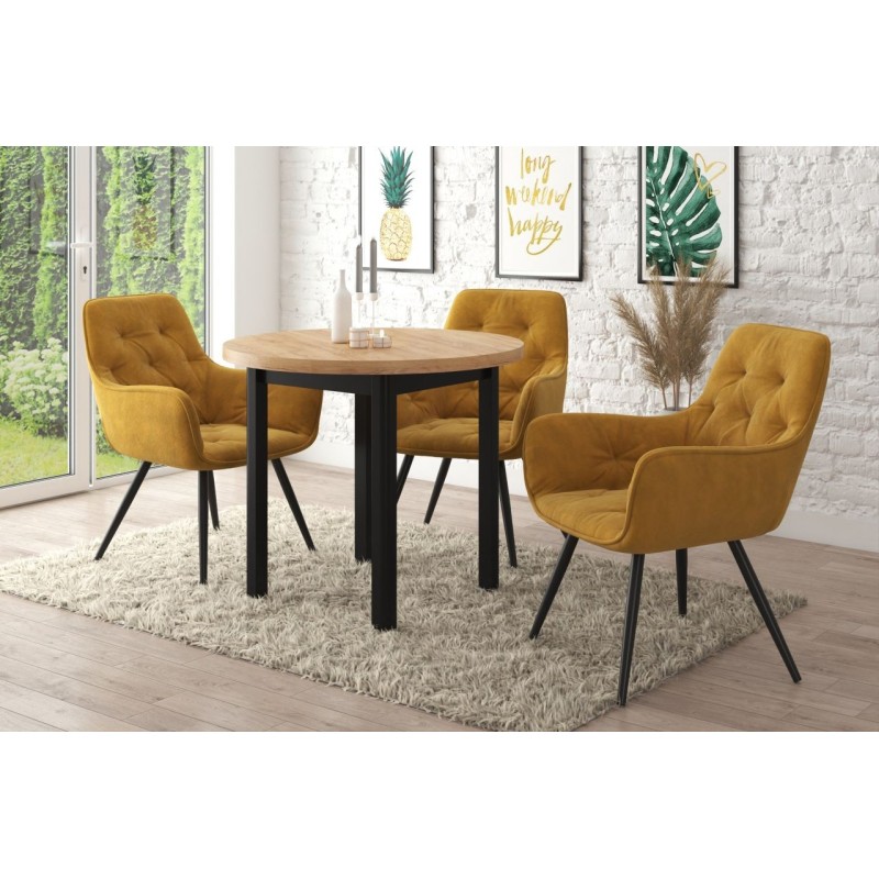 Round table (golden craft oak/black) Fi90 Round table (golden craft oak/black) Fi90