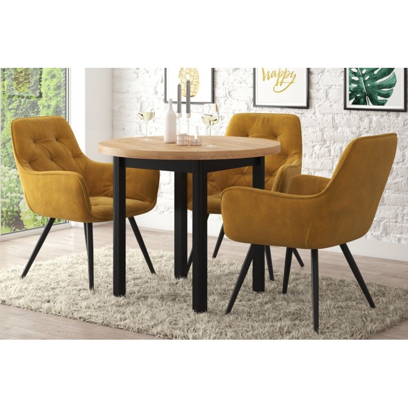 Round table (golden craft oak/black) Fi90 Round table (golden craft oak/black) Fi90