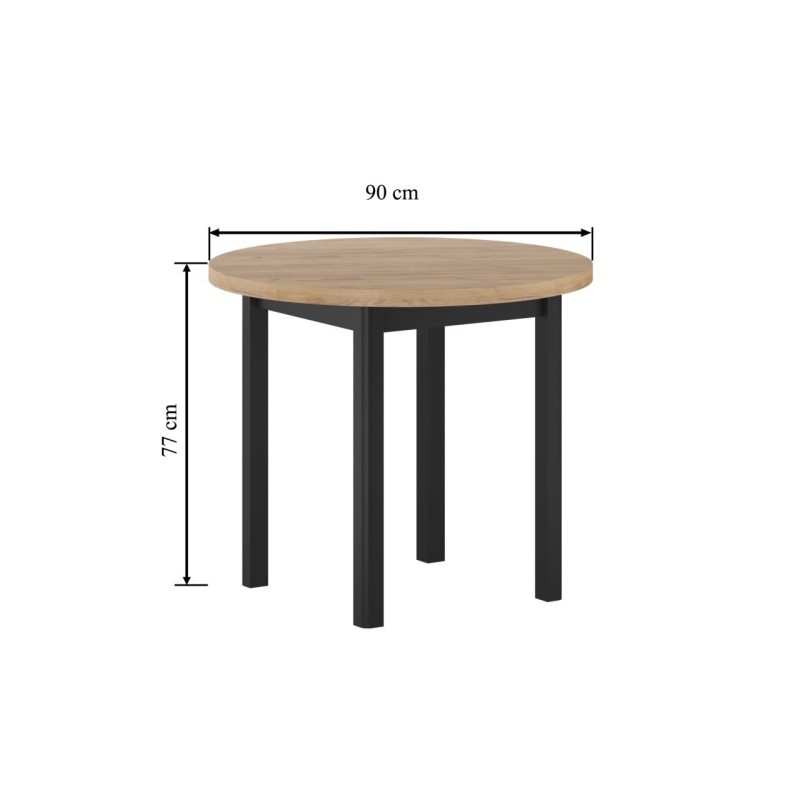 Round table (golden craft oak/black) Fi90 Round table (golden craft oak/black) Fi90