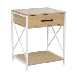 Mesa de noche (roble natural/estructura blanca)
