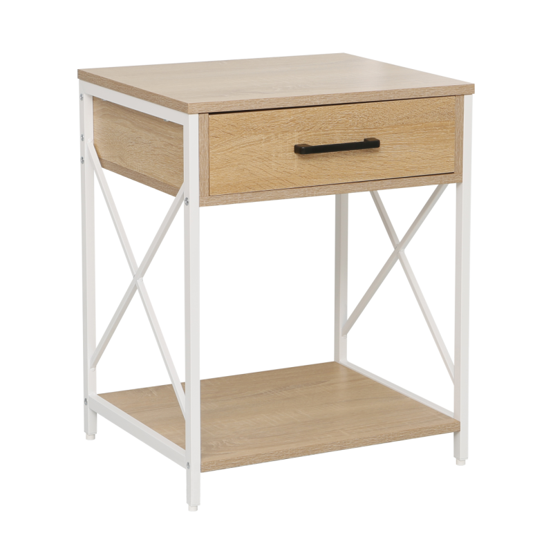 Nightstand (natural oak/white frame) Nightstand (natural oak/white frame)