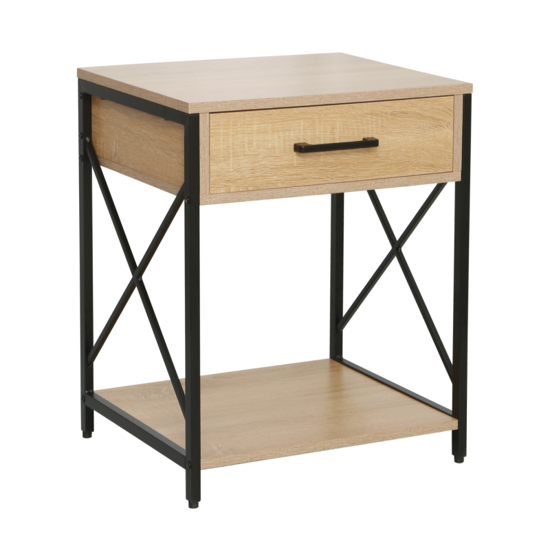 Nightstand (natural oak/black frame) Nightstand (natural oak/black frame)