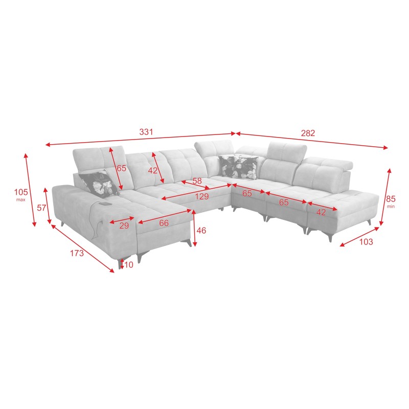 Functional U-shaped corner sofa Ascot X with Velvet fabric, Wave 15 | Furniture store Functional U-shaped corner sofa Ascot X with Velvet fabric, Wave 15 | Furniture store