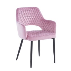 Silla de terciopelo (rosa) - estructura negra