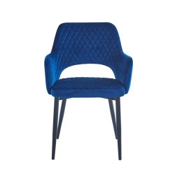 Silla de terciopelo (azul) - estructura negra Silla de terciopelo (azul) - estructura negra