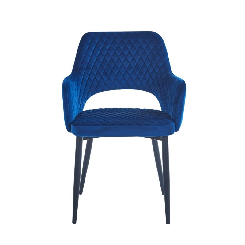 Silla de terciopelo (azul) - estructura negra Silla de terciopelo (azul) - estructura negra