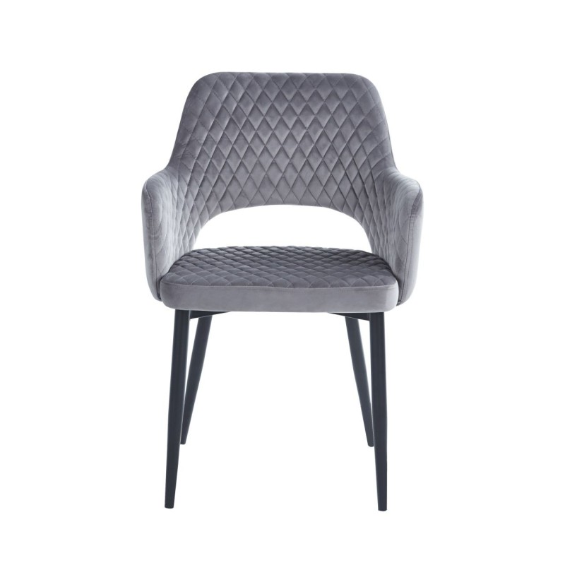 Silla de terciopelo (gris) - estructura negra Silla de terciopelo (gris) - estructura negra