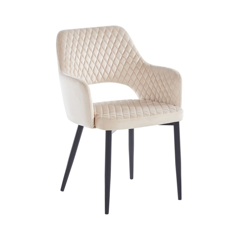 Silla de terciopelo (beige) - estructura negra Silla de terciopelo (beige) - estructura negra