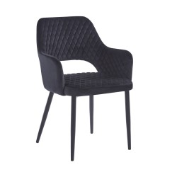 Silla de terciopelo (negro) - estructura negra