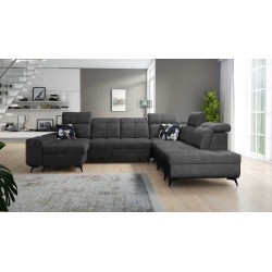 Functional U-shaped corner sofa Ascot X with Velvet fabric, Wave 16 | Furniture Store