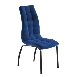Silla de terciopelo (azul) - estructura negra