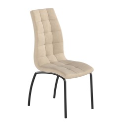 Silla de terciopelo (beige) - estructura negra