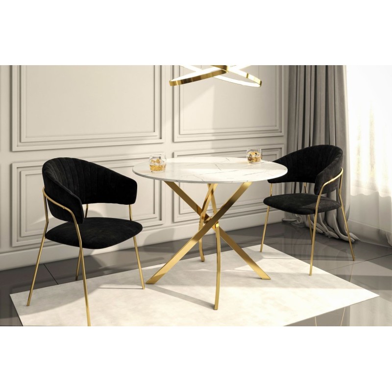 Tisch (weißer Marmor/gold) 100x100 Tisch (weißer Marmor/gold) 100x100