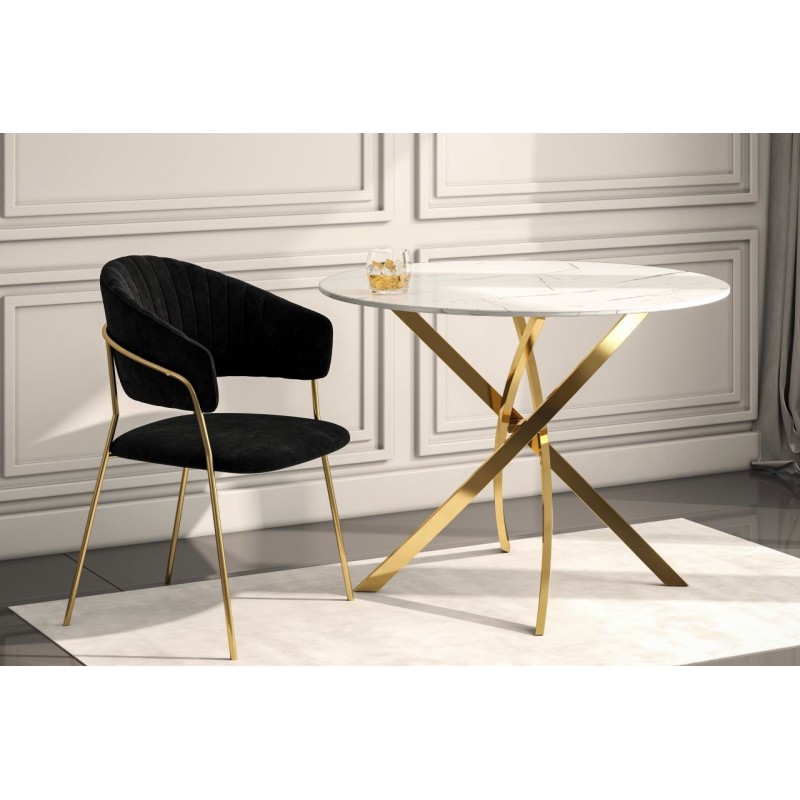 Mesa (mármol blanco/oro) 100x100 Mesa (mármol blanco/oro) 100x100