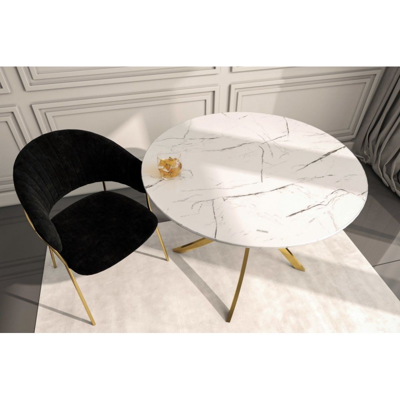 Mesa (mármol blanco/oro) 100x100 Mesa (mármol blanco/oro) 100x100