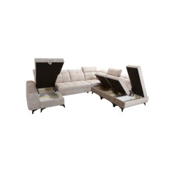 Narożnik w kształcie U Ascot X z funkcją spania, portem usb i regulowane zagłówki tkanina Wave 16 Narożnik w kształcie U Ascot X z funkcją spania, portem usb i regulowane zagłówki tkanina Wave 16