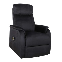 Sillón reclinable eléctrico (terciopelo) / negro Sillón reclinable eléctrico (terciopelo) / negro